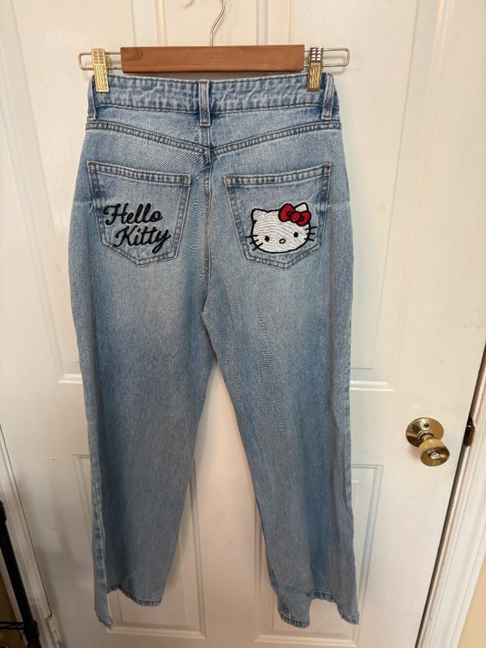 Official Sanrio Hello Kitty Embroidered Denim Jeans